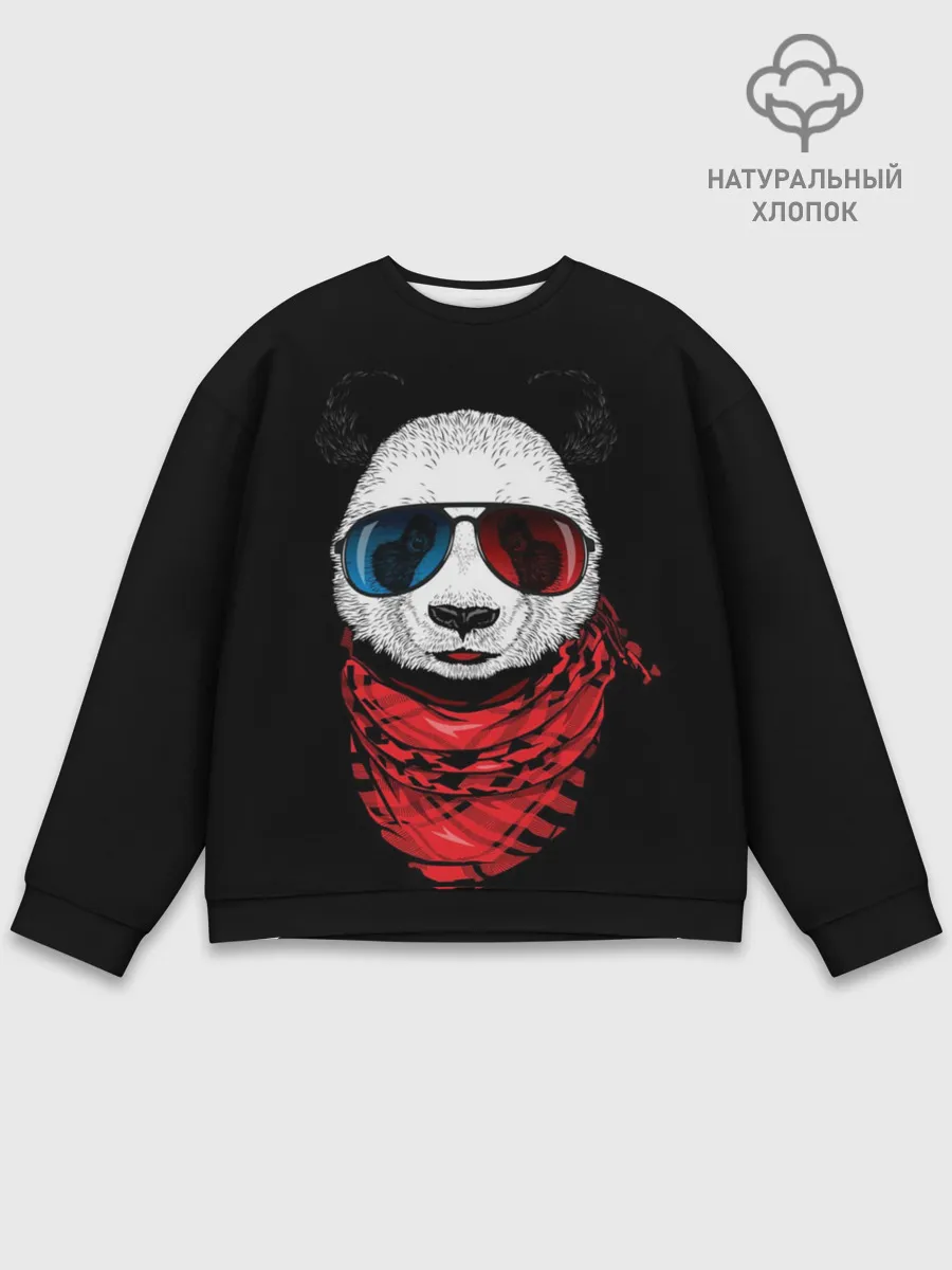 Мужской свитшот базовый / Панда Хипстер в Очках
