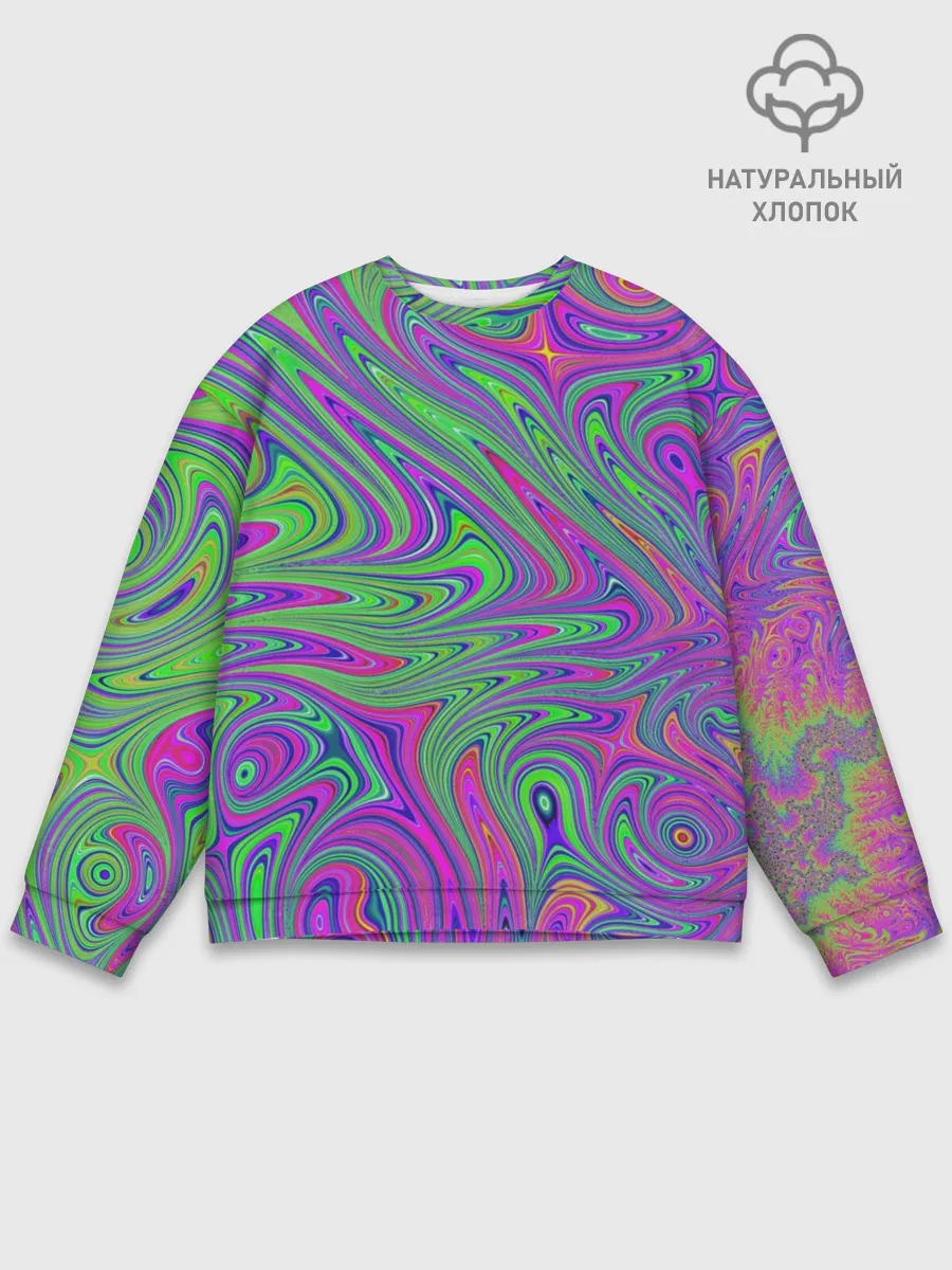Мужской свитшот базовый / Неоновый абстрактный узор