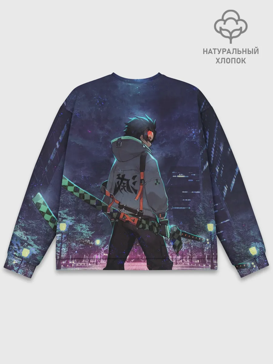 Мужской свитшот базовый / Танджиро в ночном городе