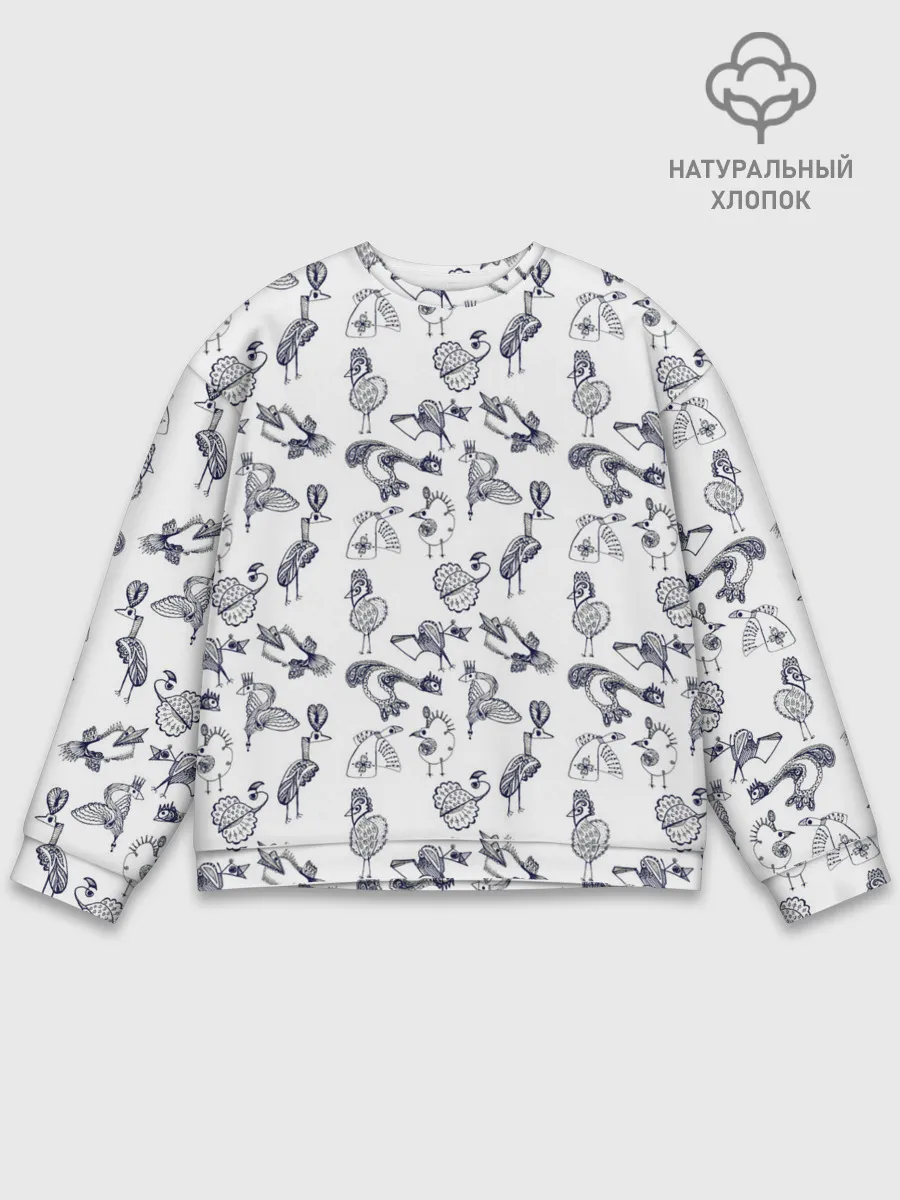 Мужской свитшот базовый / Скетч сказочные птицы