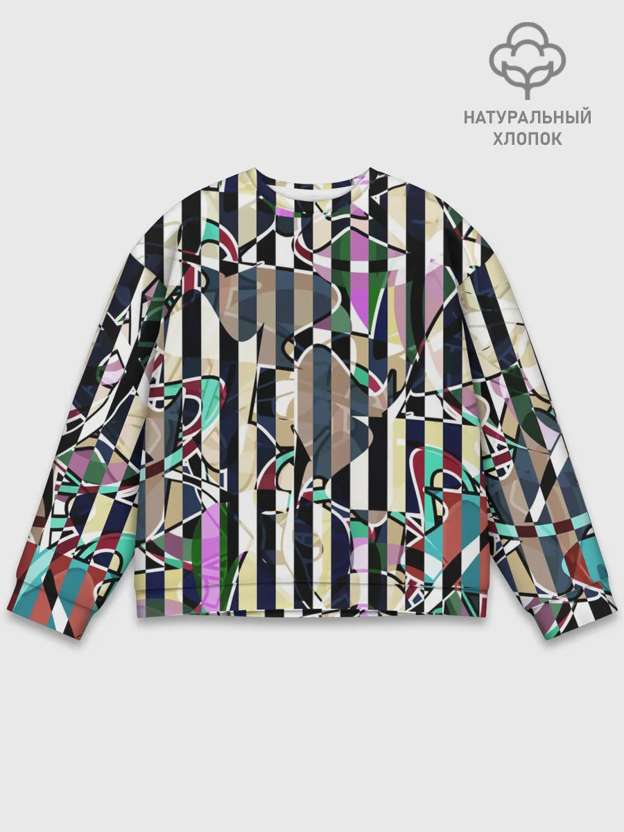 Мужской свитшот базовый / Полосатый абстрактный узор