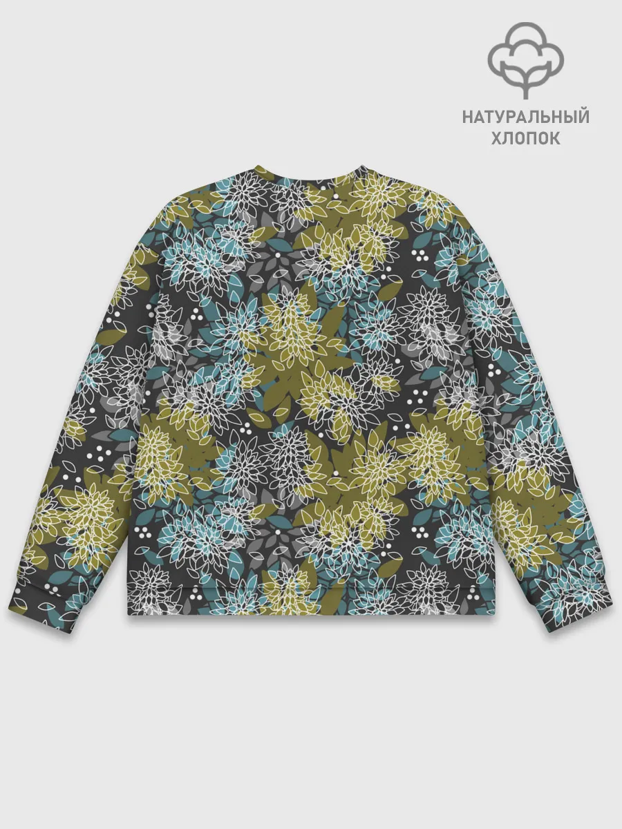 Мужской свитшот базовый / Черно оливковый цветочный