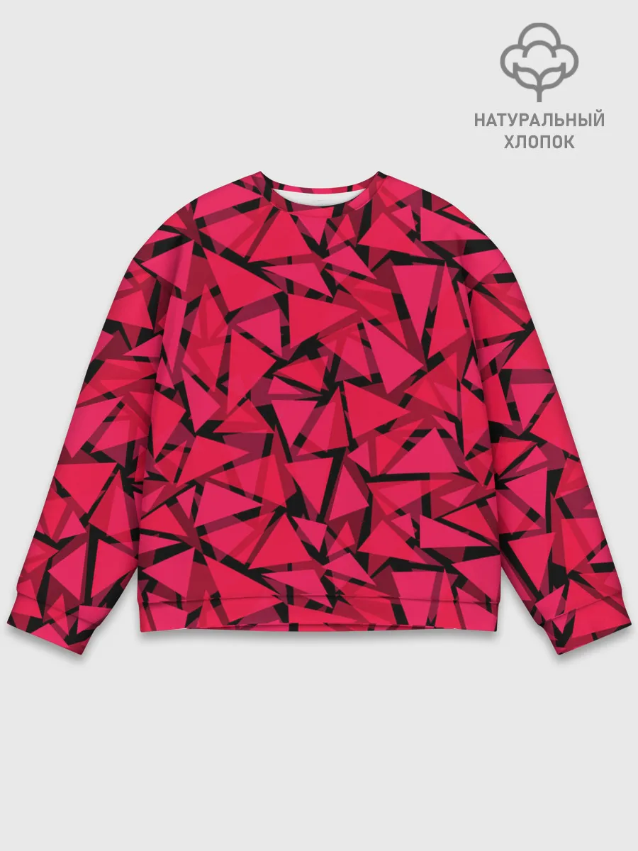 Мужской свитшот базовый / Красно-черный полигональный