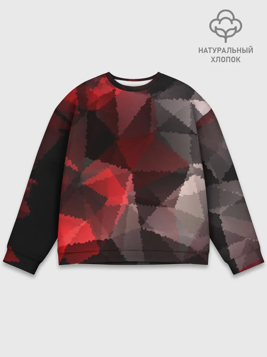 Мужской свитшот базовый / Серо-красная абстракция