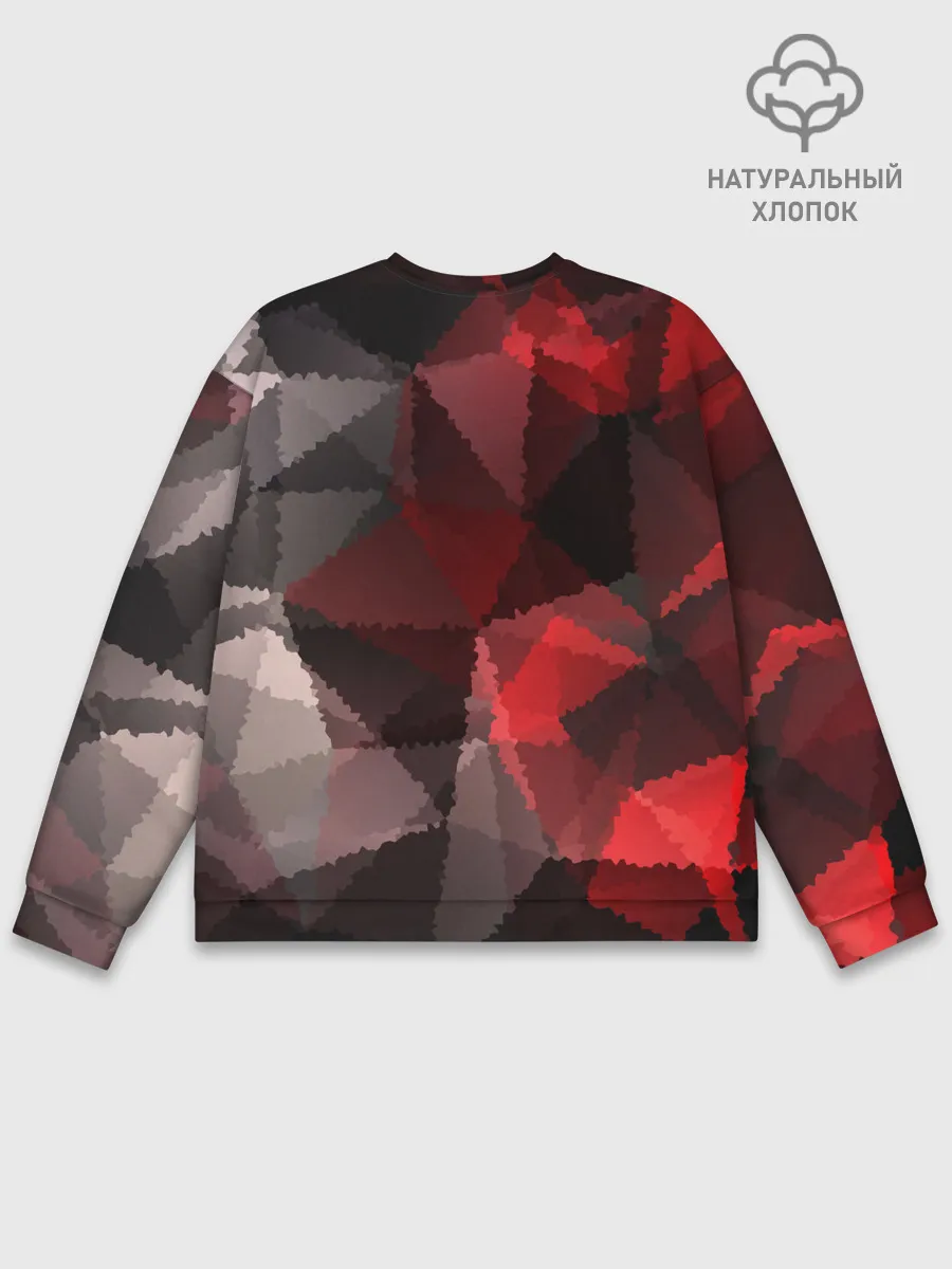 Мужской свитшот базовый / Серо-красная абстракция