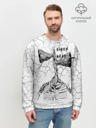 Мужской свитшот базовый / Сиреноголовый Трещины Надпись