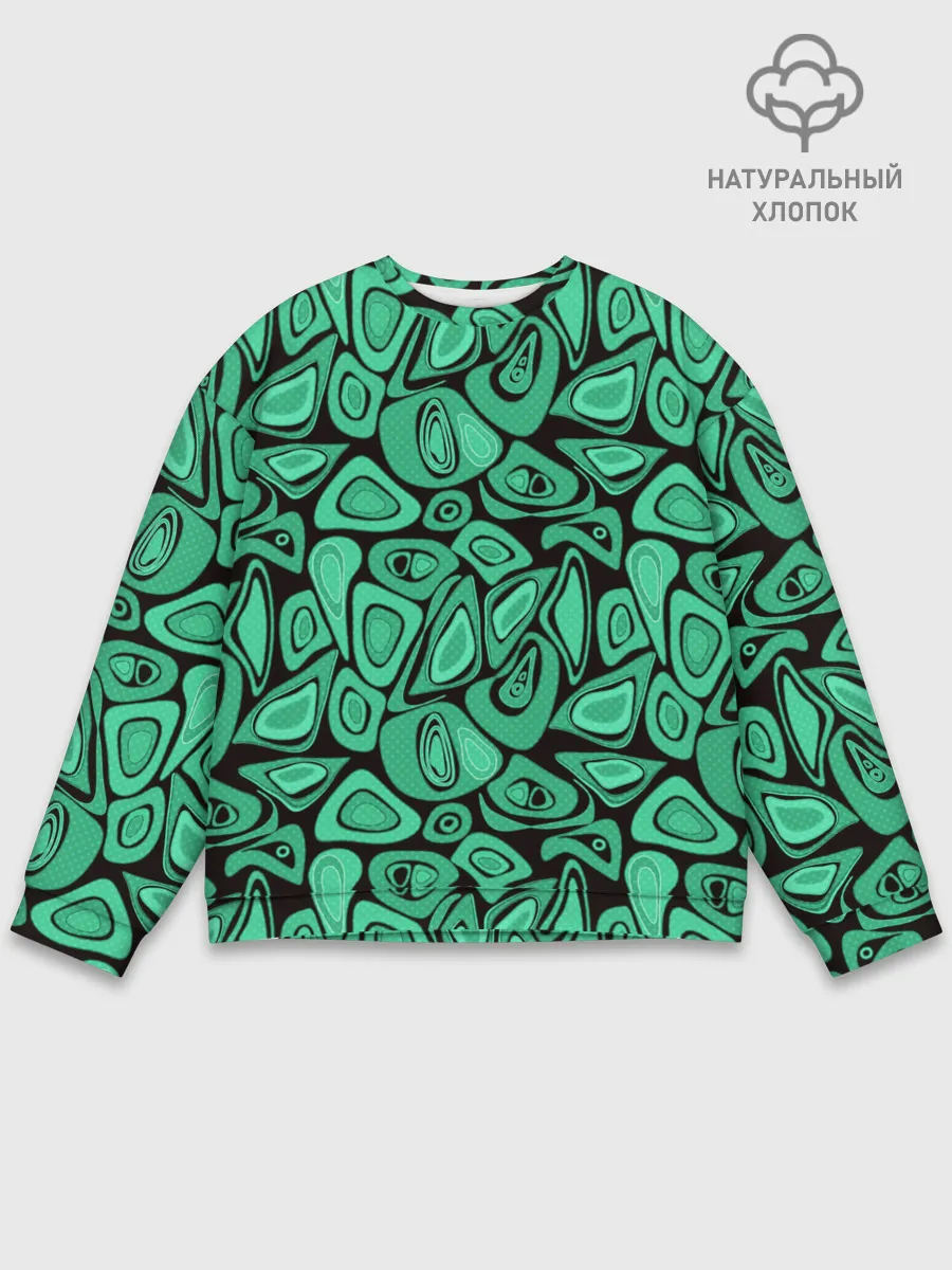 Мужской свитшот базовый / Зеленый абстрактный узор