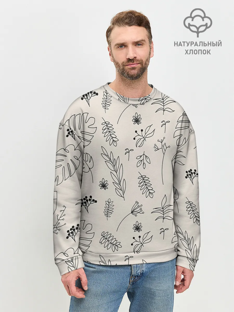 Мужской свитшот базовый / Цветы и листья