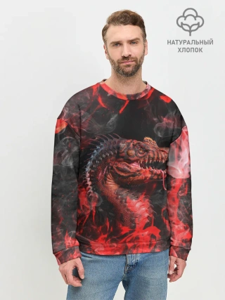 Мужской свитшот базовый / Опасный Динозавр | Red Dino