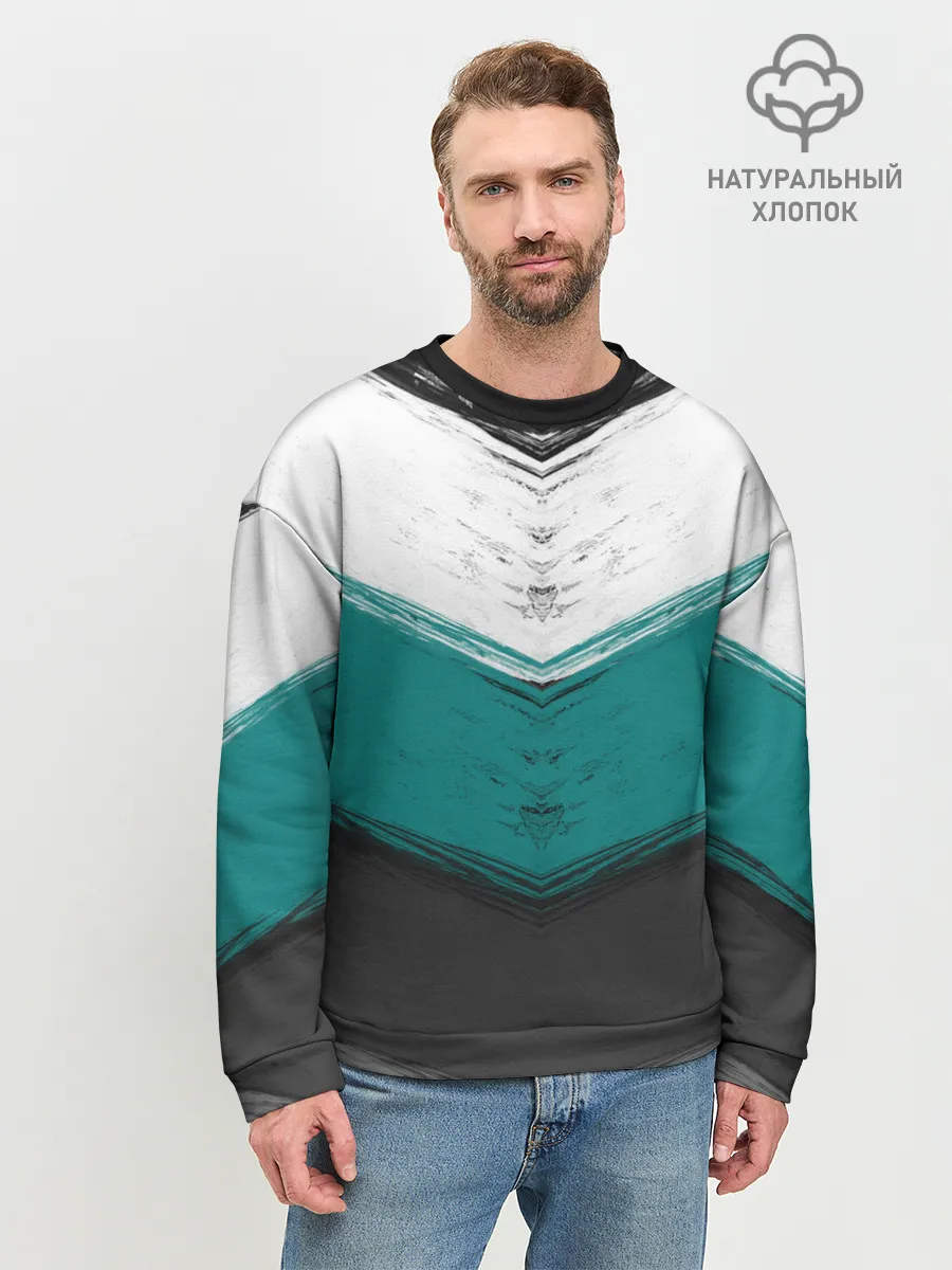 Мужской свитшот базовый / Полосатый абстрактный принт