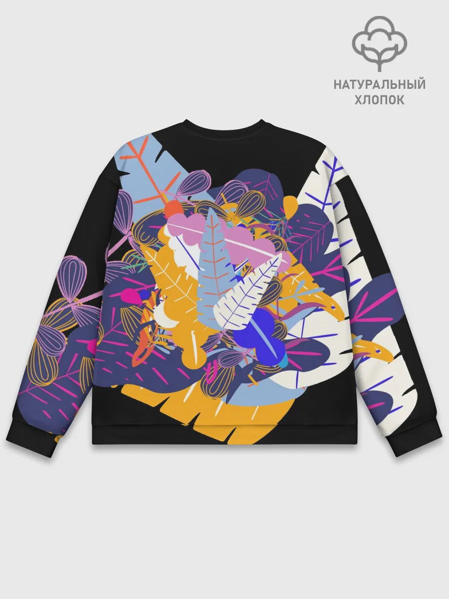 Мужской свитшот базовый / узор из листьев и цветов