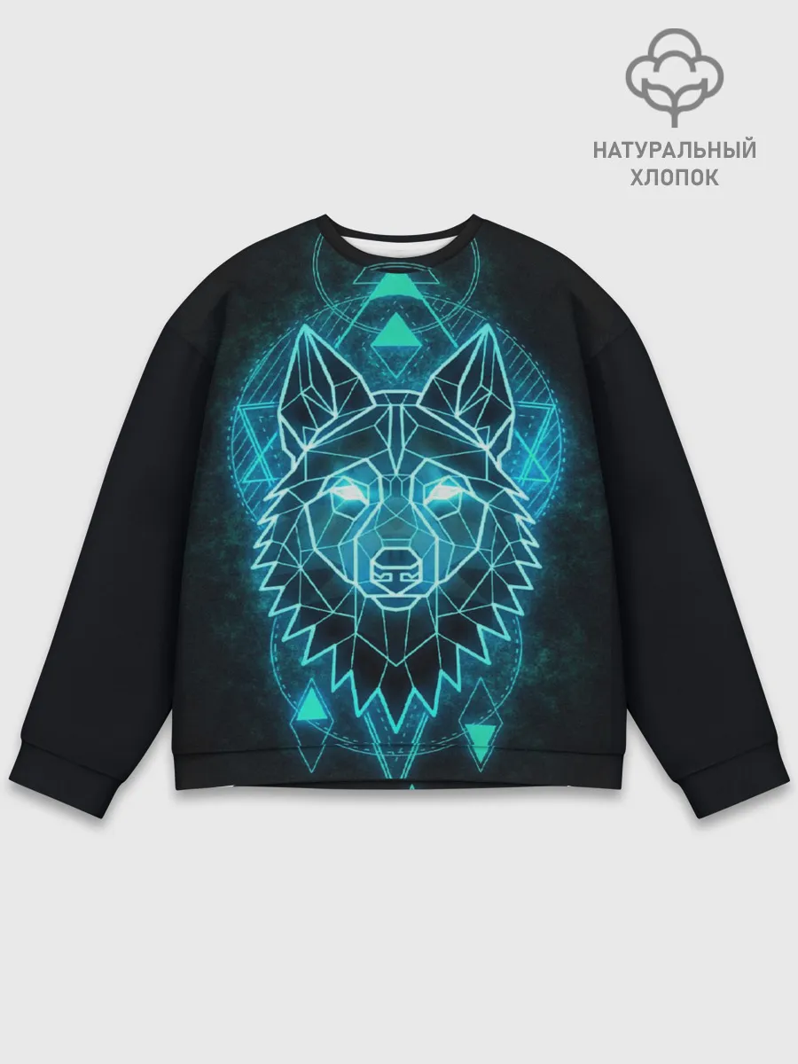 Мужской свитшот базовый / НЕОНОВЫЙ ВОЛК
