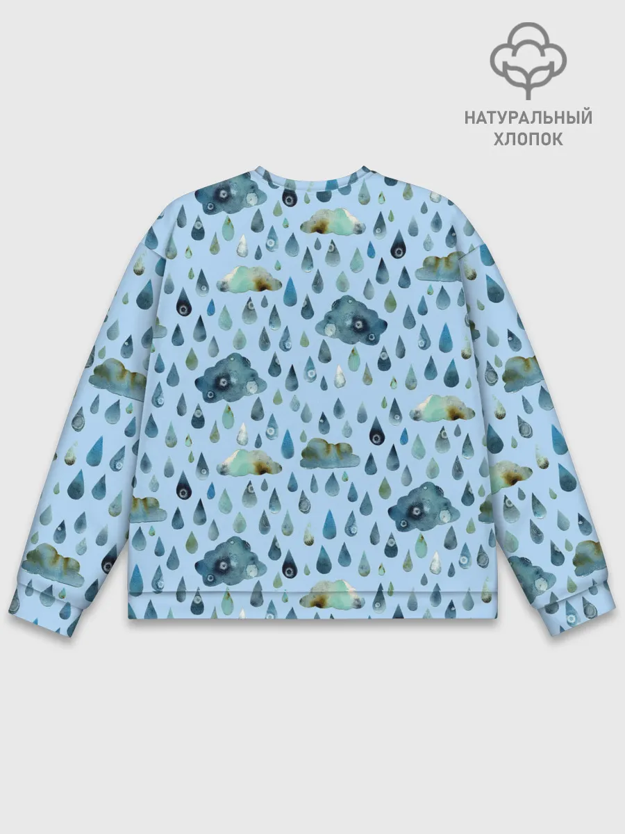 Мужской свитшот базовый / Дождливая осень.Тучки и дождь