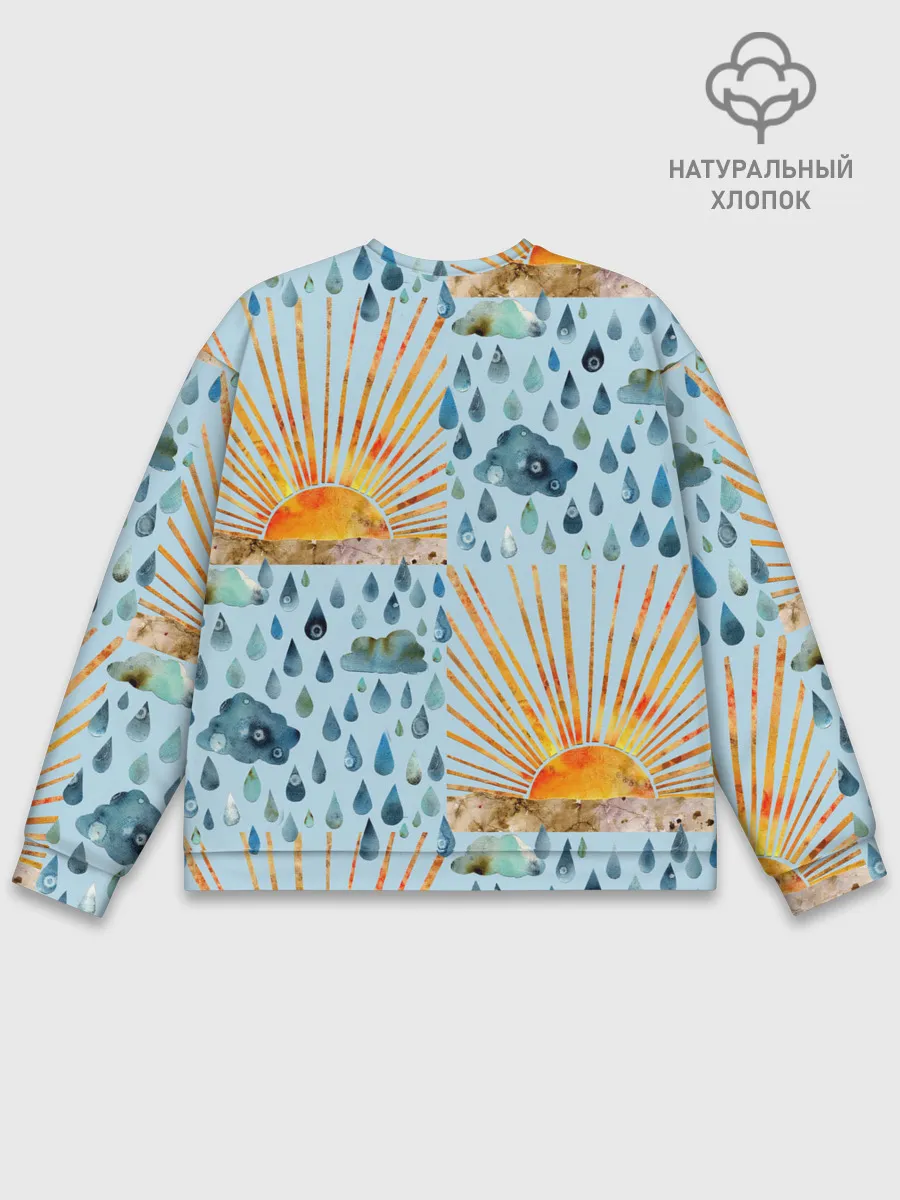 Мужской свитшот базовый / Осенний паттерн: Дождь и солнце