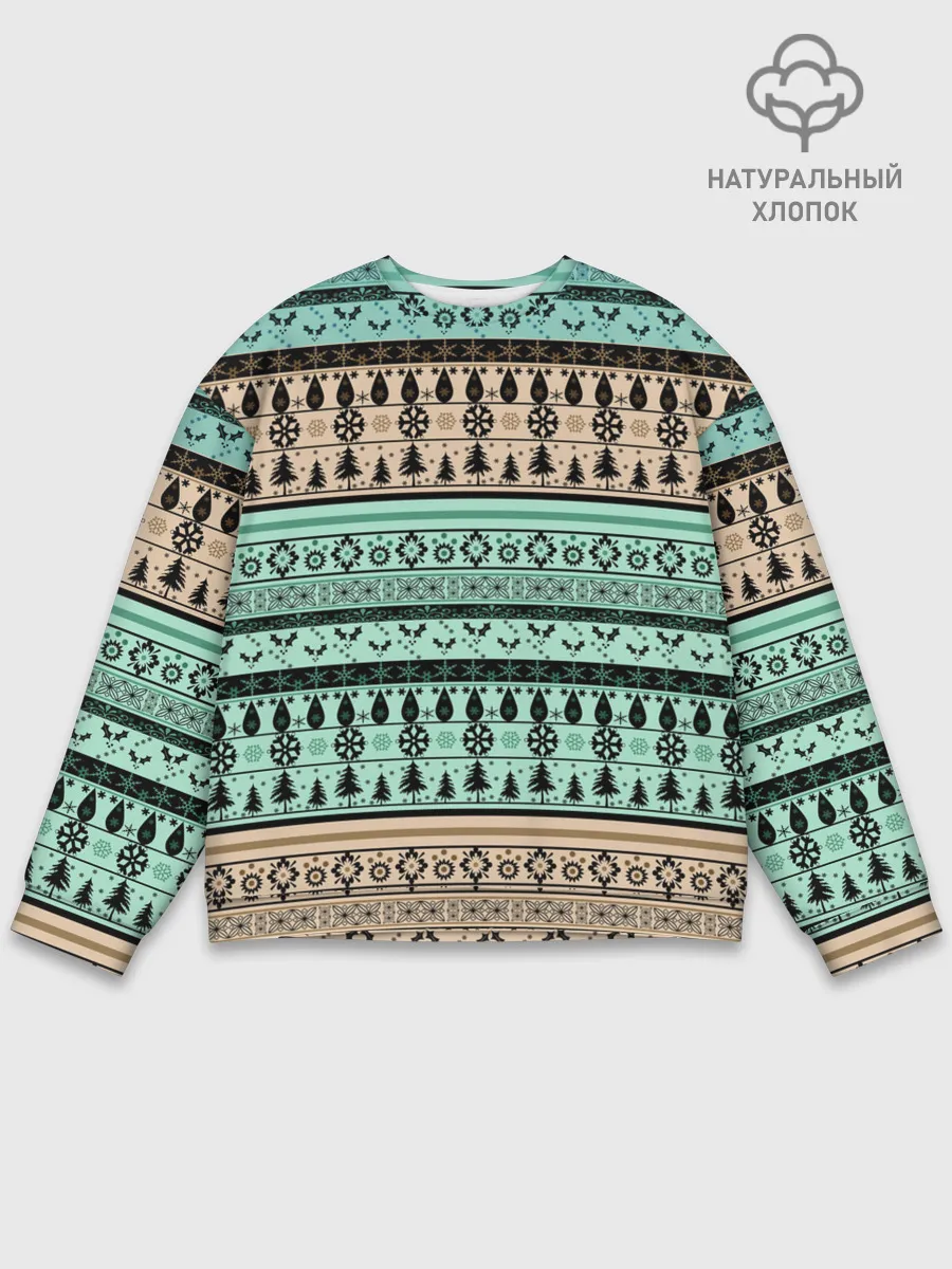 Мужской свитшот базовый / Новогодний зимний орнамент