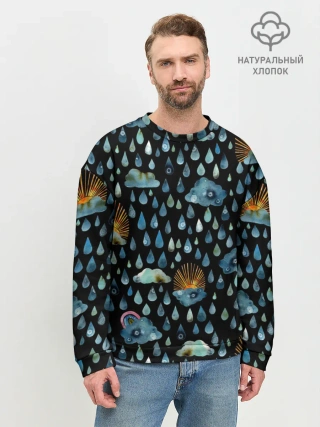 Мужской свитшот базовый / Дождливая осень.Солнце, облака