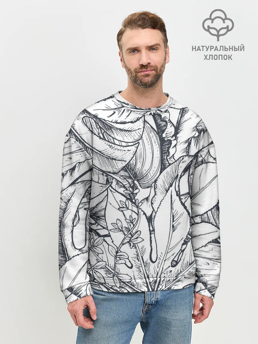 Мужской свитшот базовый / Тропические листья