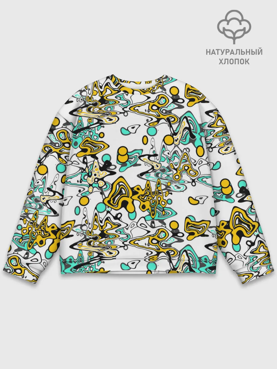 Мужской свитшот базовый / Бирюзово-желтый узор
