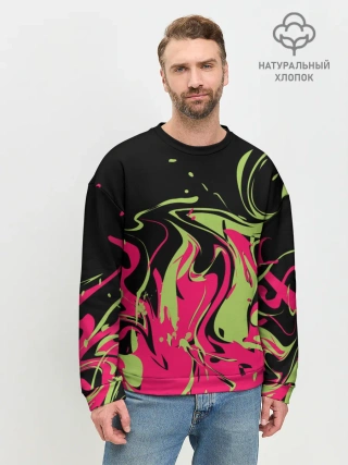 Мужской свитшот базовый / Черно малиновый абстрактный