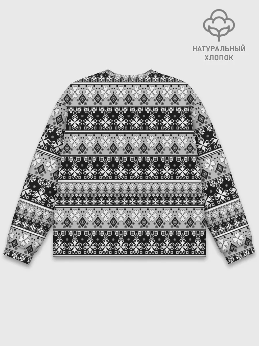 Мужской свитшот базовый / Черно-белый орнамент