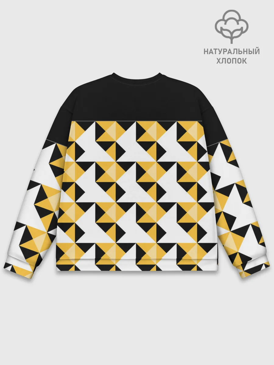 Мужской свитшот базовый / Черно-желтый геометрический