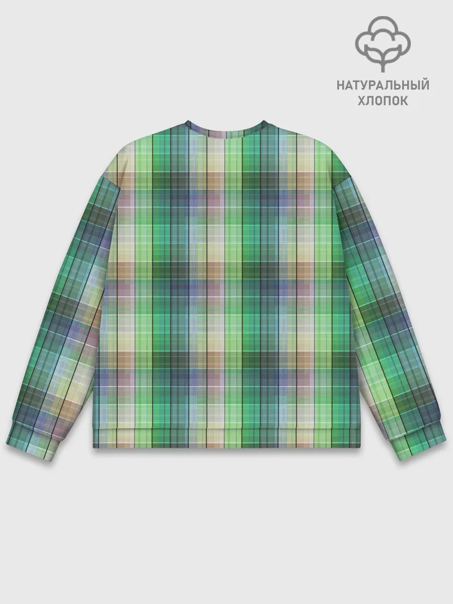 Мужской свитшот базовый / Зеленый клетчатый узор