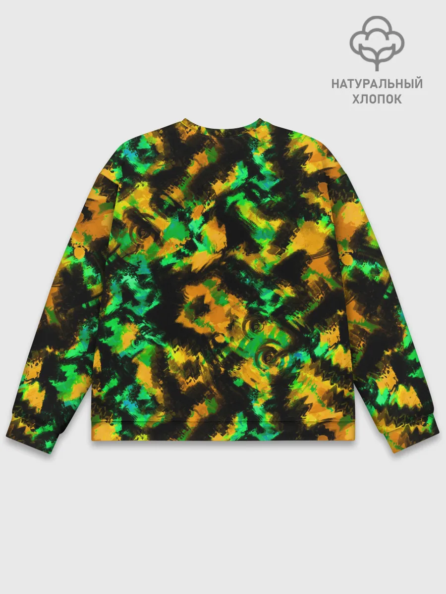 Мужской свитшот базовый / Абстрактный желто-зеленый узор