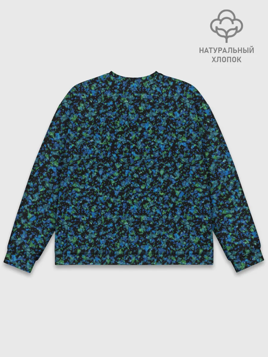 Мужской свитшот базовый / Абстрактный зелено-синий узор