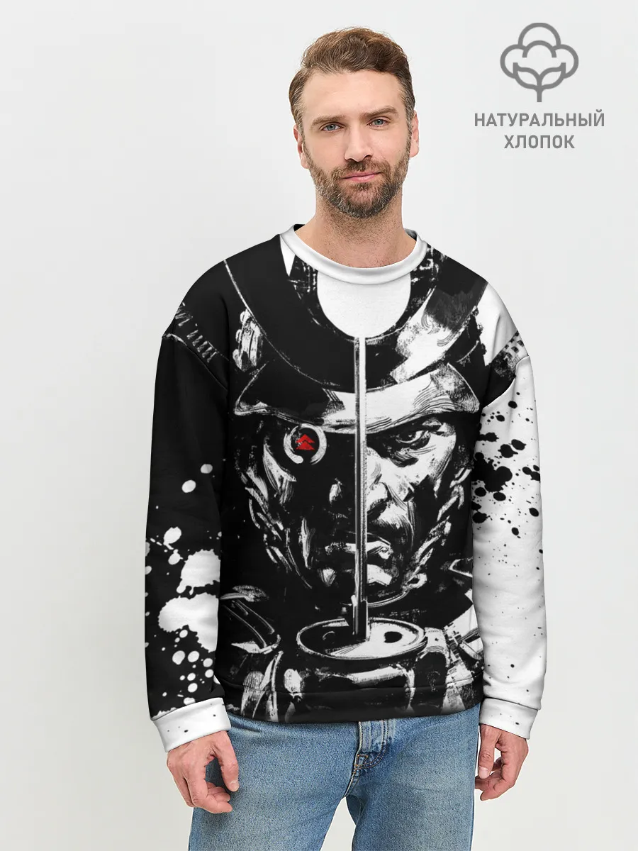 Мужской свитшот базовый / Самурай | ЧБ | Лого