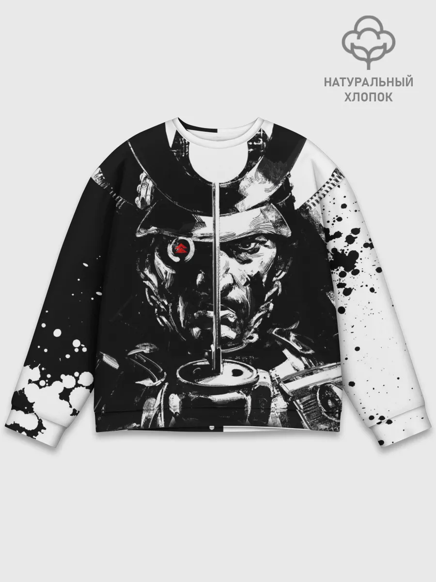 Мужской свитшот базовый / Самурай | ЧБ | Лого