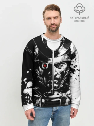 Мужской свитшот базовый / Самурай | ЧБ | Лого