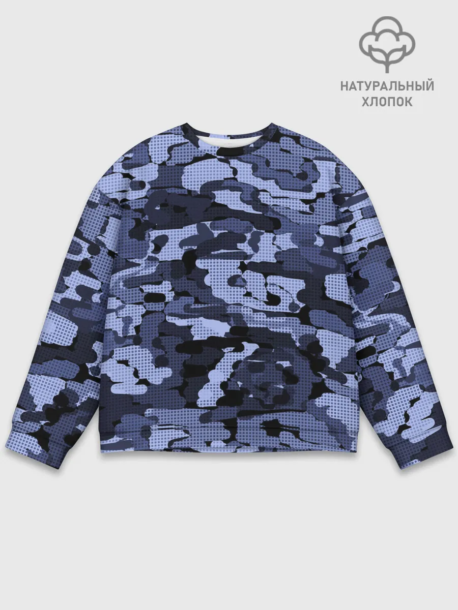 Мужской свитшот базовый / Синий камуфляж в клетку