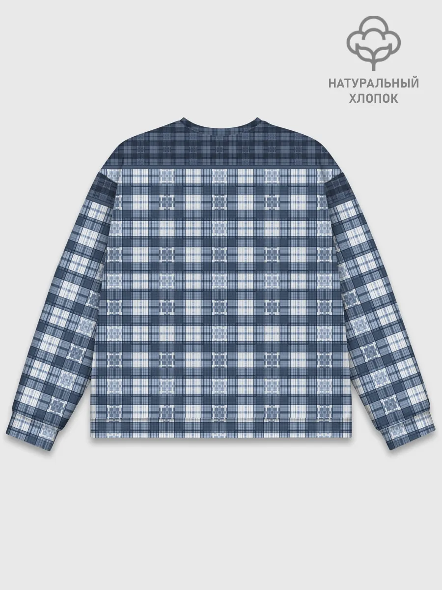 Мужской свитшот базовый / Синий узор в клетку