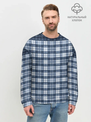 Мужской свитшот базовый / Синий узор в клетку