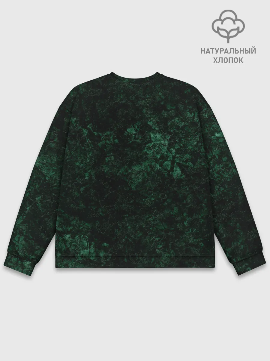 Мужской свитшот базовый / Темно-зеленый мраморный узор