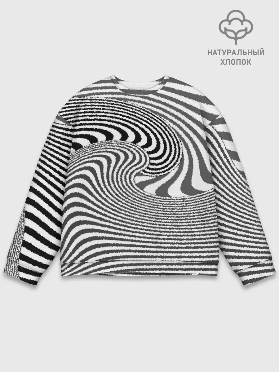 Мужской свитшот базовый / Черно белый мозаичный узор