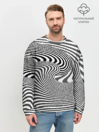 Мужской свитшот базовый / Черно белый мозаичный узор
