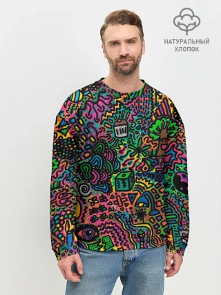 Мужской свитшот базовый / Кислотные узоры психоделика