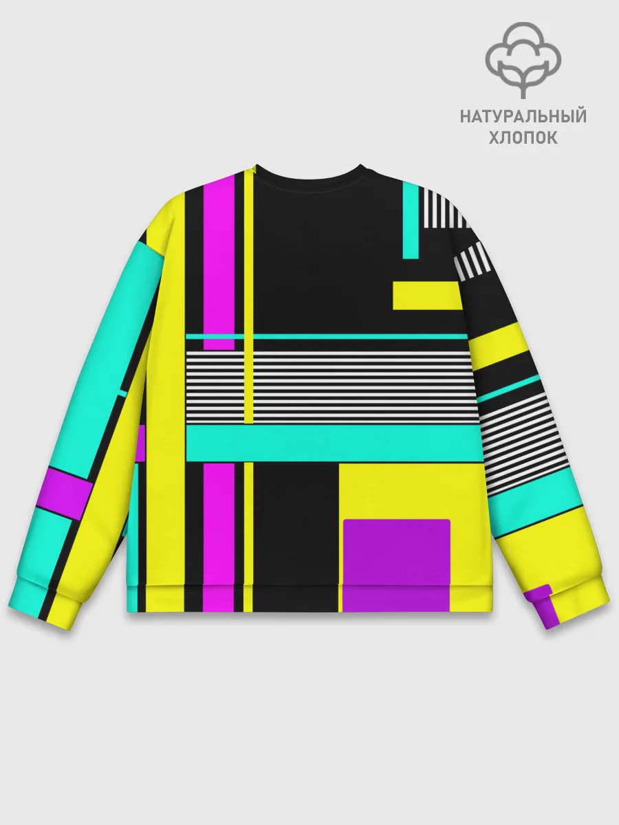 Мужской свитшот базовый / Геометрический неоновый узор
