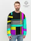 Мужской свитшот базовый / Геометрический неоновый узор