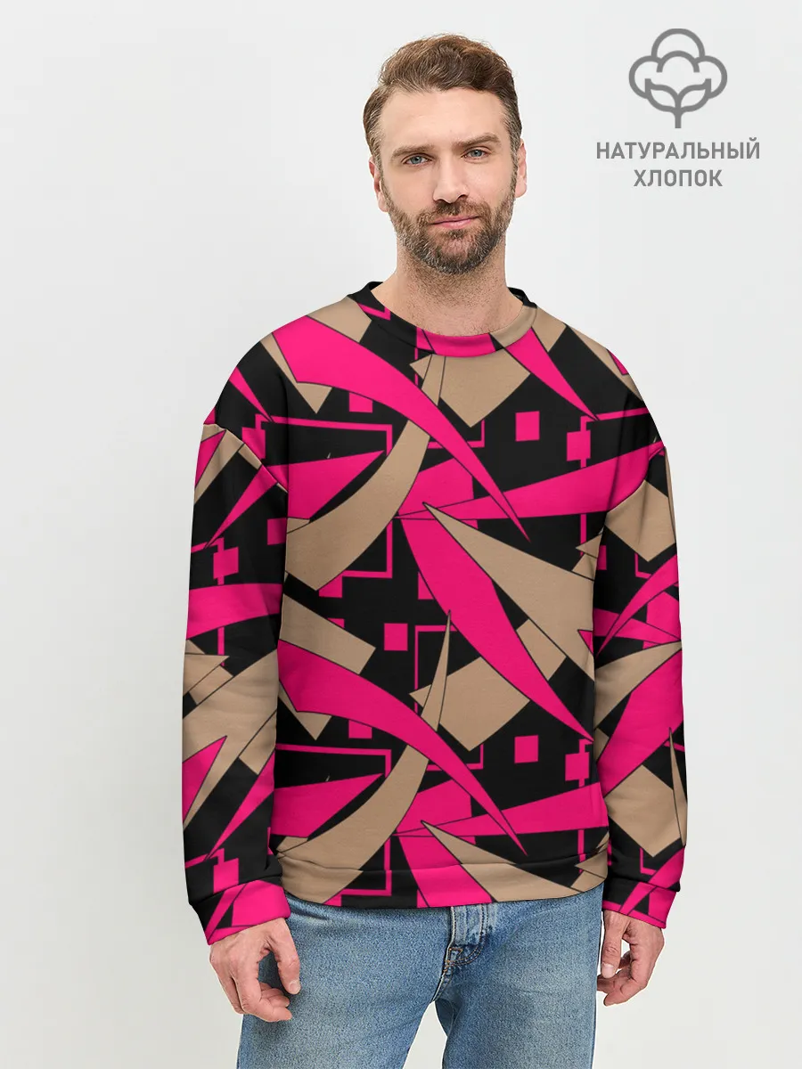 Мужской свитшот базовый / Яркий абстрактный узор