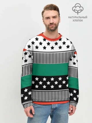 Мужской свитшот базовый / Полосатый звездный узор