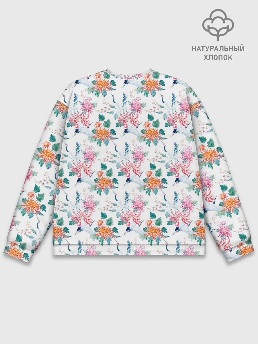 Мужской свитшот базовый / Журавли и хризантемы