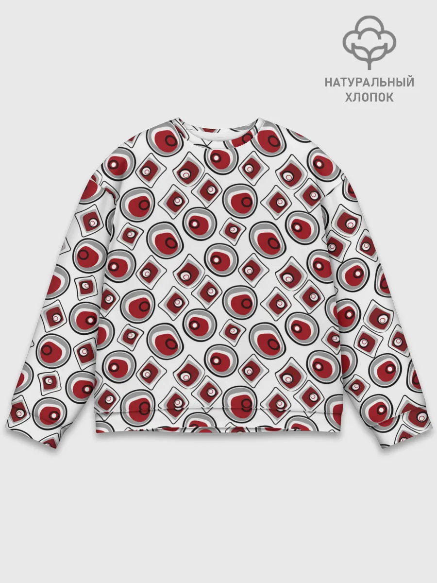 Мужской свитшот базовый / Красно черный узор на белом