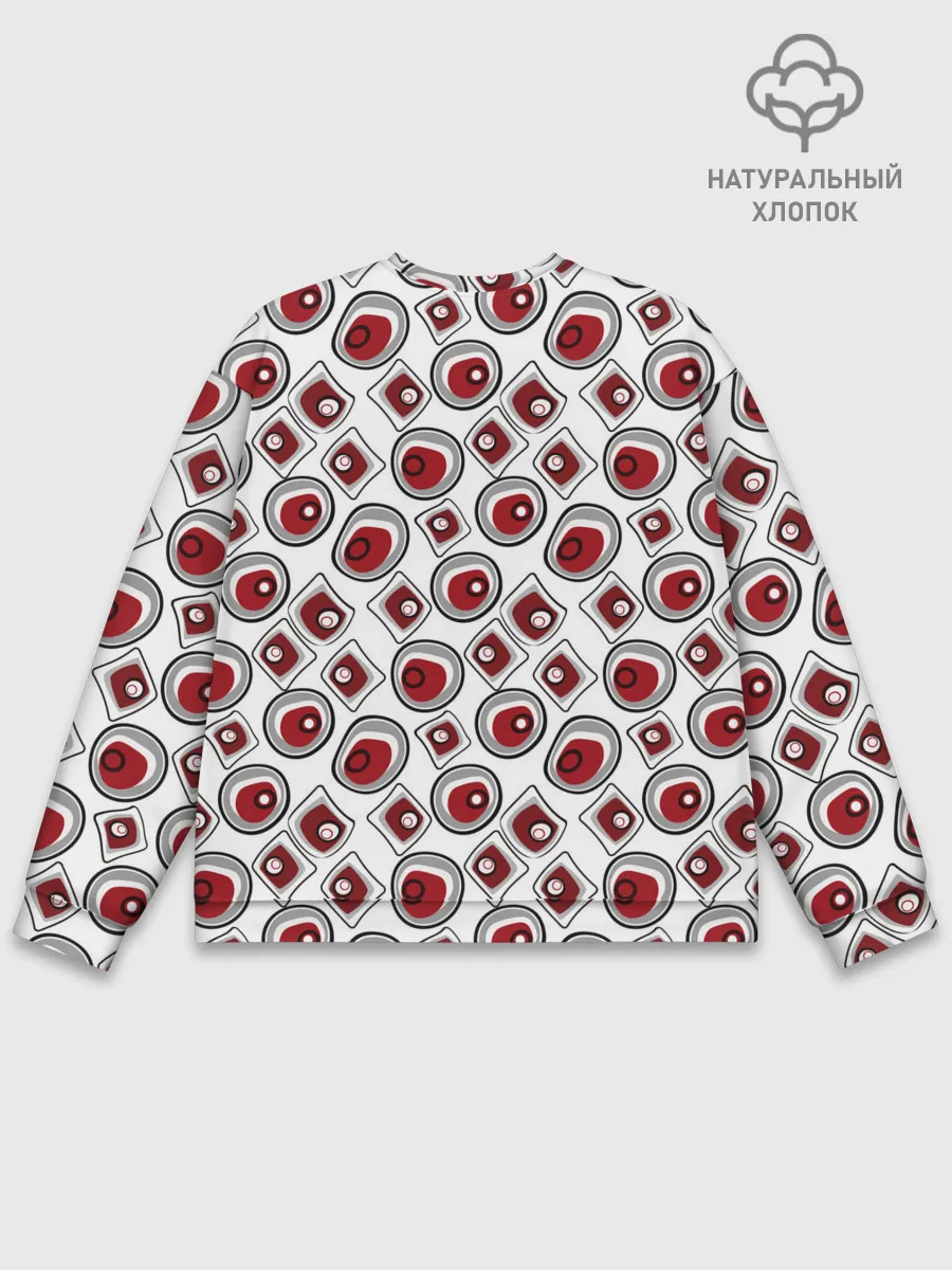 Мужской свитшот базовый / Красно черный узор на белом
