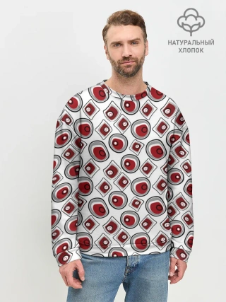 Мужской свитшот базовый / Красно черный узор на белом