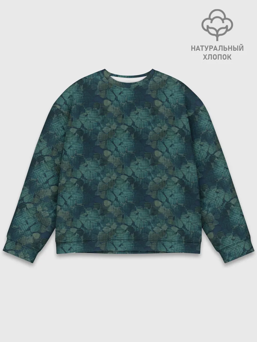 Мужской свитшот базовый / Синий абстрактный узор