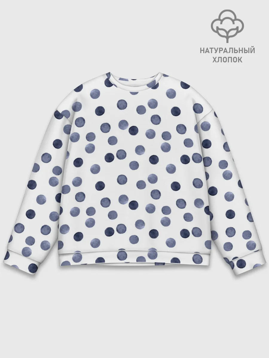 Мужской свитшот базовый / Акварельный синий горох