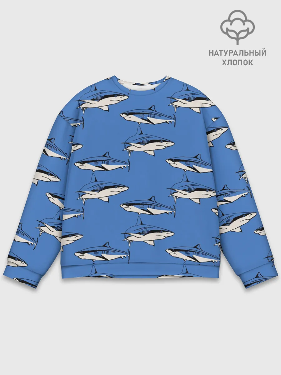 Мужской свитшот базовый / Акулы Паттерн