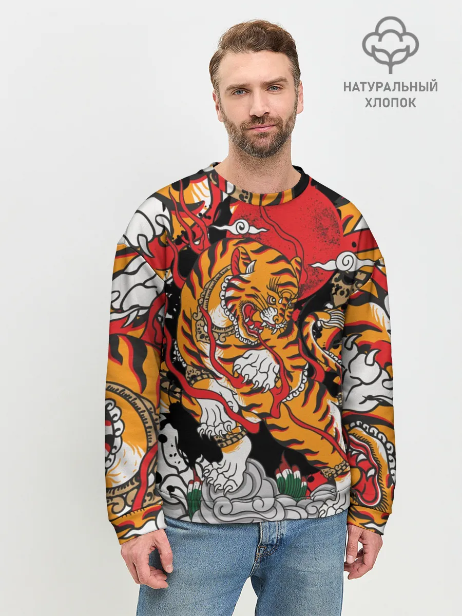 Мужской свитшот базовый / Самурайский тигр